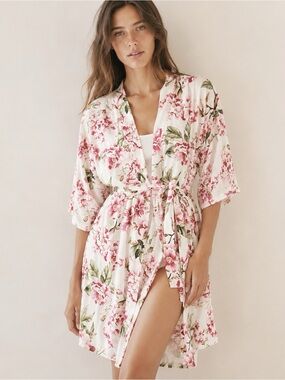 Show Me Your Mumu Woman Floral Robe ONE SIZE Fairy Romantic Wedding Bride Lounge